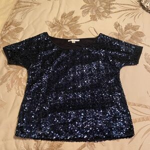 Boston Proper navy Sequin Top